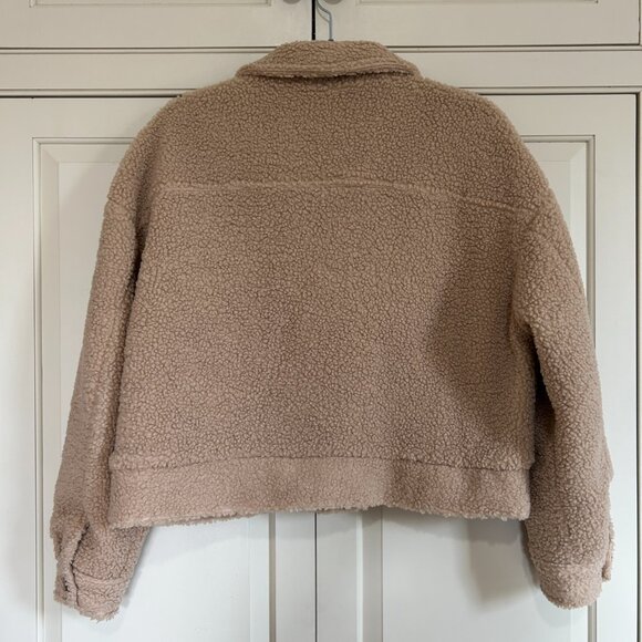 Tan Teddy Jacket Light Brown Faux Shearling Coat Lined SHEIN MSRP $30 Size Small - Picture 2 of 5